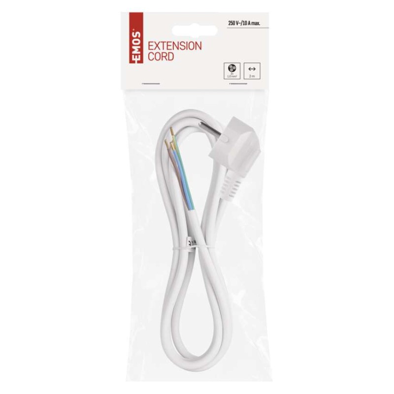 Flexo šňůra PVC 3× 1,0mm2, 2m, bílá