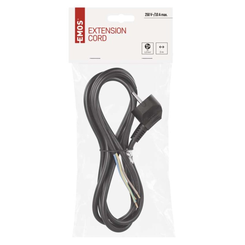 Flexo šňůra PVC 3× 1,0mm2, 2m, černá
