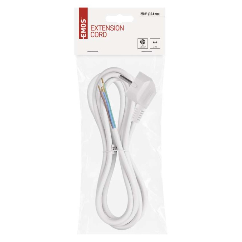 Flexo šňůra PVC 3× 1,0mm2, 3m, bílá
