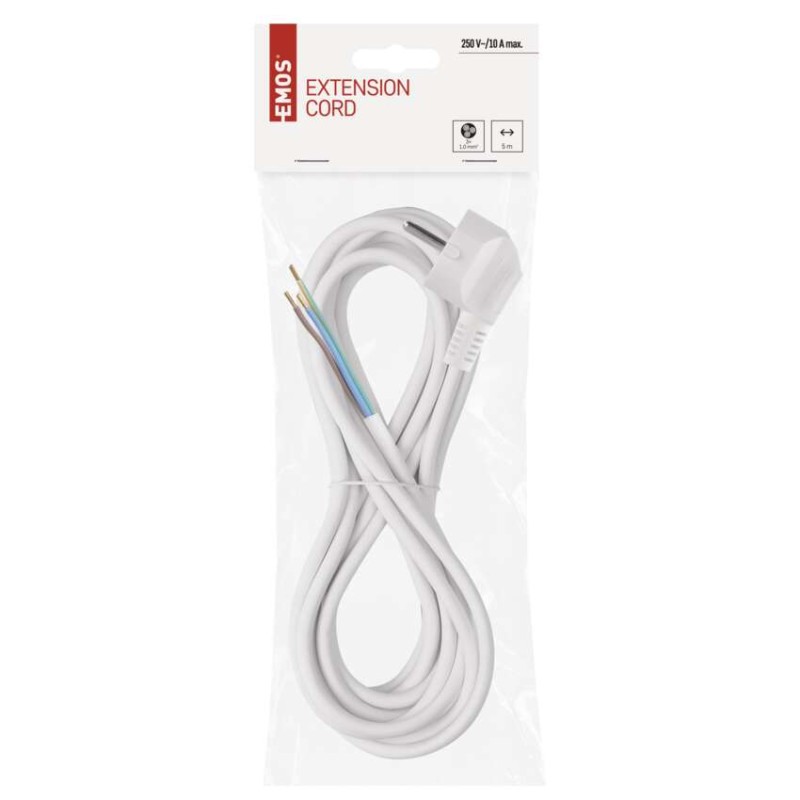 Flexo šňůra PVC 3× 1,0mm2, 5m, bílá