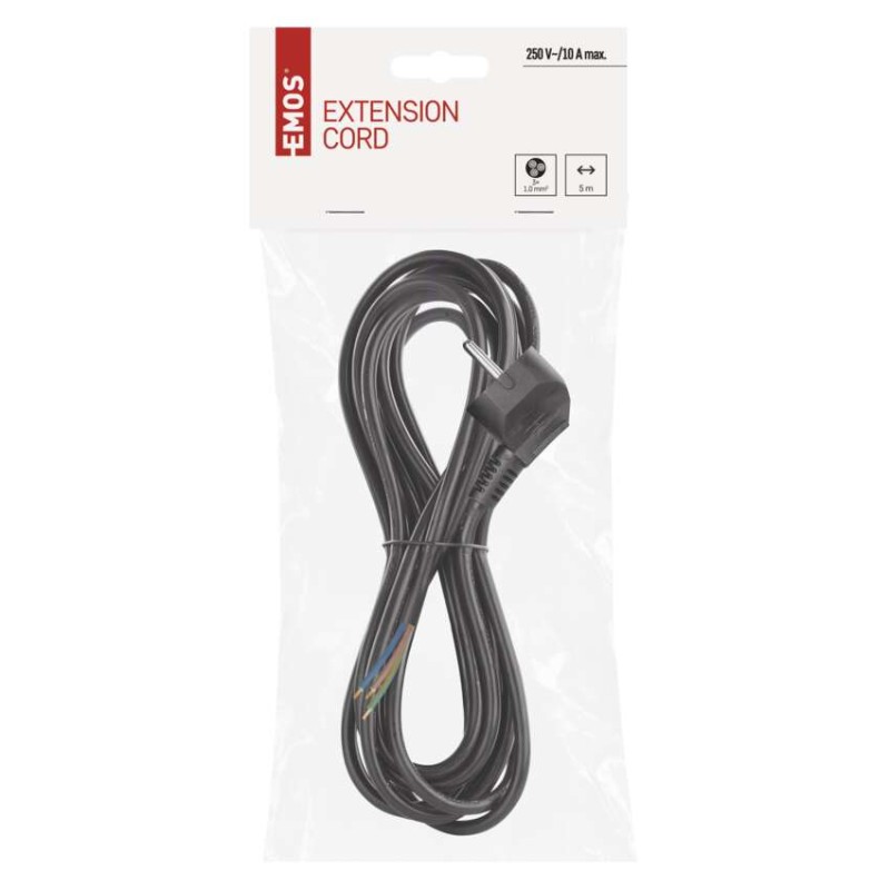 Flexo šňůra PVC 3× 1,0mm2, 5m, černá