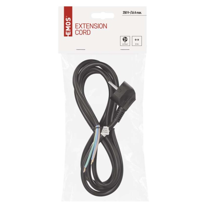 Flexo šňůra PVC 3× 1,5mm2, 2m, černá