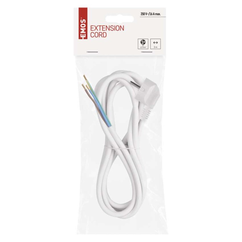 Flexo šňůra PVC 3× 1,5mm2, 3m, bílá