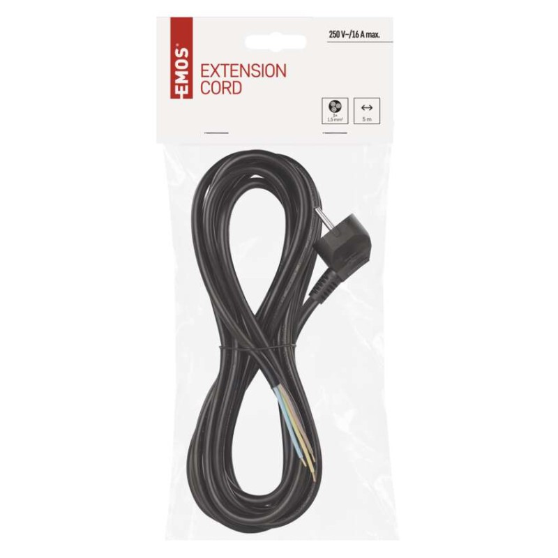 Flexo šňůra PVC 3× 1,5mm2, 5m, černá
