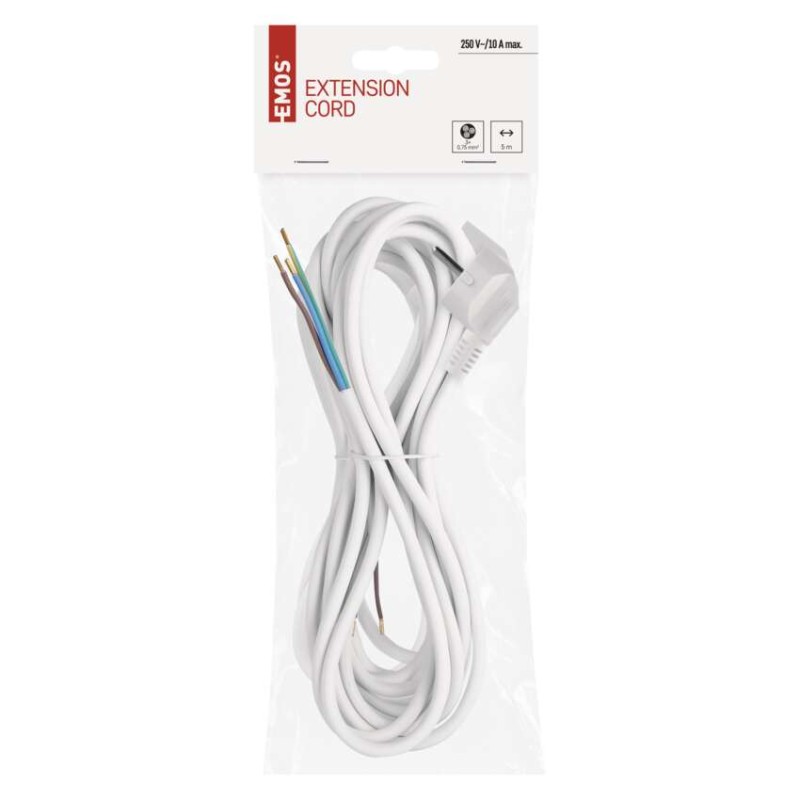 Flexo šňůra PVC 3× 0,75mm2, 5m, bílá