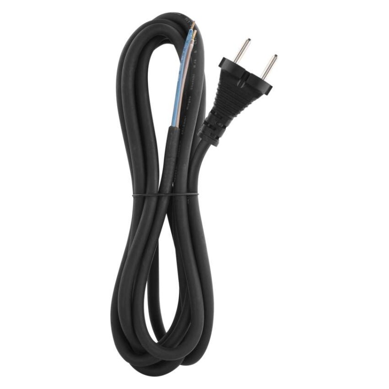 Flexo šňůra gumová 2× 1,5mm2, 3m, černá