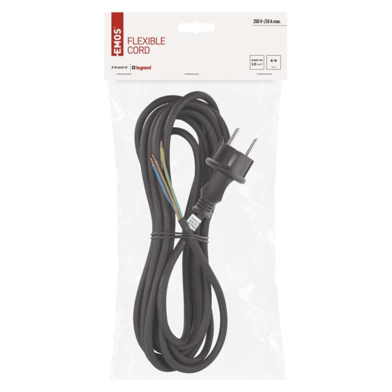 Flexo šňůra guma/neopren 3× 1mm2, 5m, černá