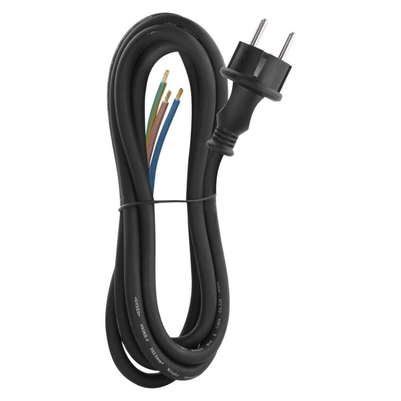 Flexo šňůra gumová 3× 2,5mm2, 3m, černá