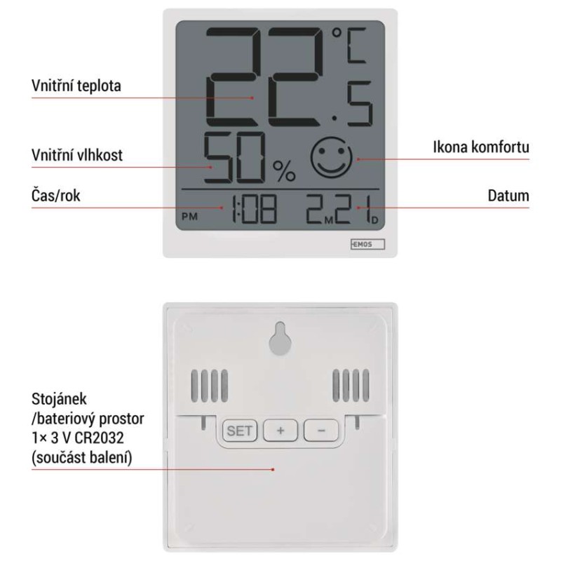 Digitální teploměr s vlhkoměrem E0522