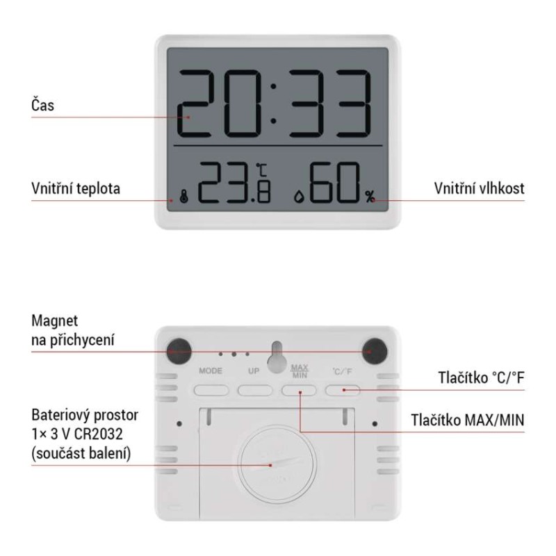 Digitální teploměr s vlhkoměrem E6210