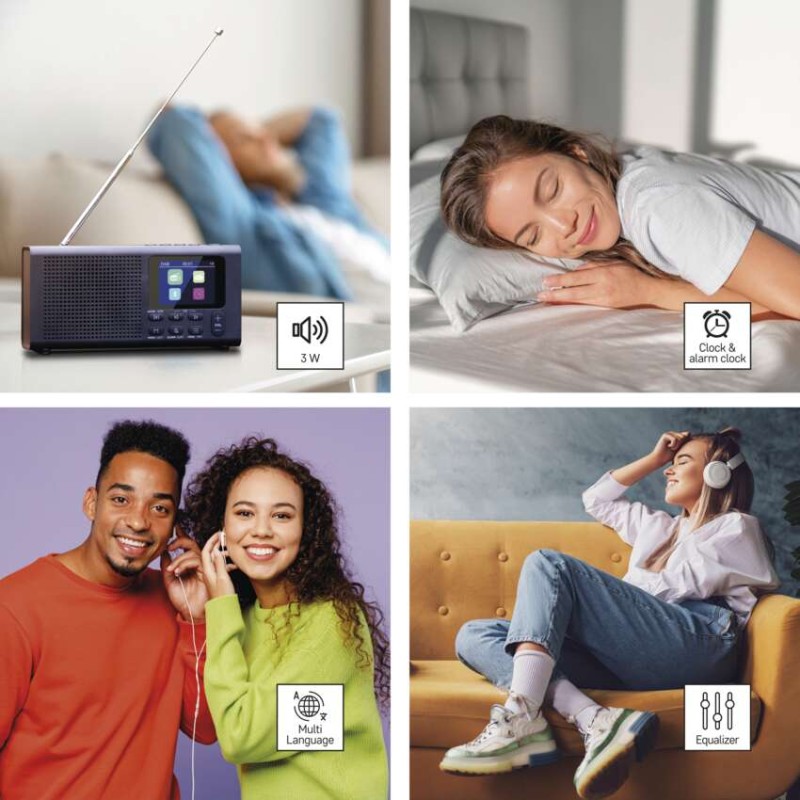 Přenosné rádio s Bluetooth, MP3, DAB / DAB+ / FM, černé