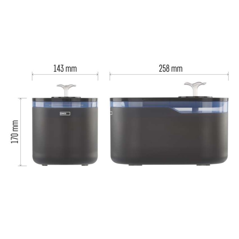 GoSmart vodní fontána, 2,6 l, šedá, Wi-Fi