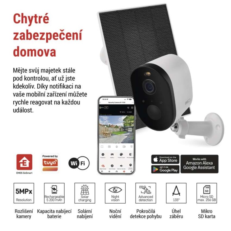 GoSmart Venkovní bateriová kamera IP-1150 SNAP s WiFi a solárním panelem