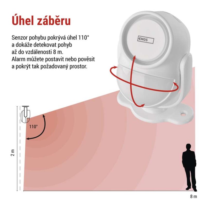 GoSmart alarm IP‑1256L GUARDIAN s pohybovým čidlem, 6× dveřní/okenní senzor, WiFi