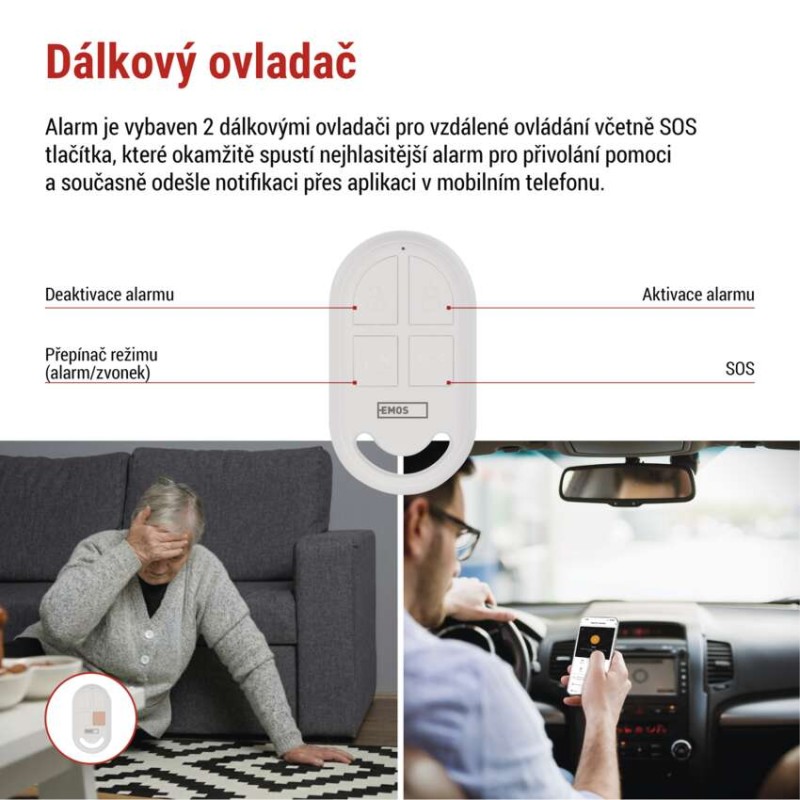 GoSmart alarm IP‑1256L GUARDIAN s pohybovým čidlem, 6× dveřní/okenní senzor, WiFi