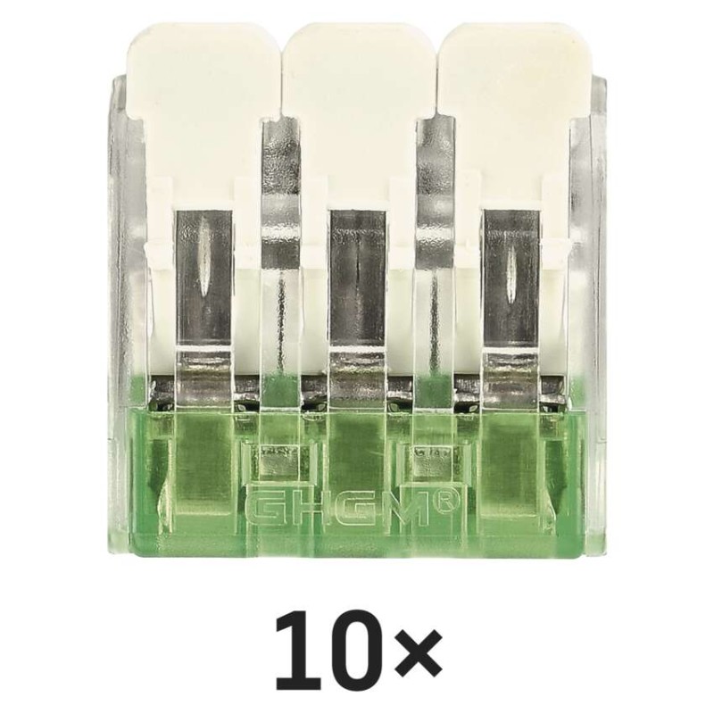 Páčková spojovací svorka 3× 0,2–4 mm2, 10 ks