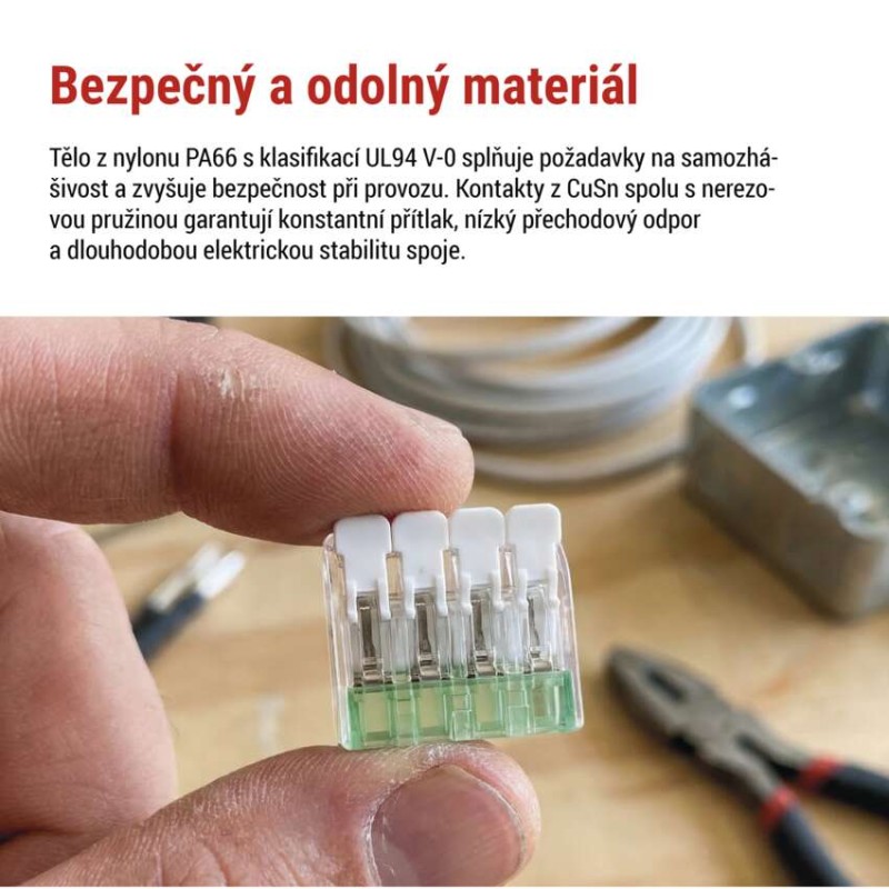Páčková spojovací svorka 4× 0,2–4 mm2, 10 ks