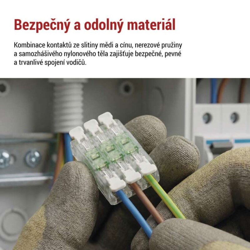Přímá páčková spojovací svorka 6× 0,2–4 mm2, 10 ks