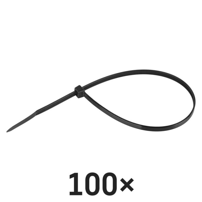 Stahovací páska 300×4,8 mm, černá, 100 ks