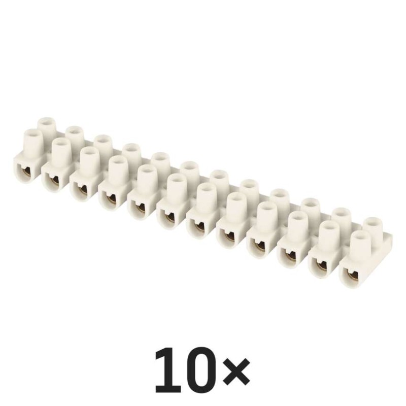 Šroubová svorkovnice 12× 2,5–4mm2, 450 V, bílá, 10 ks