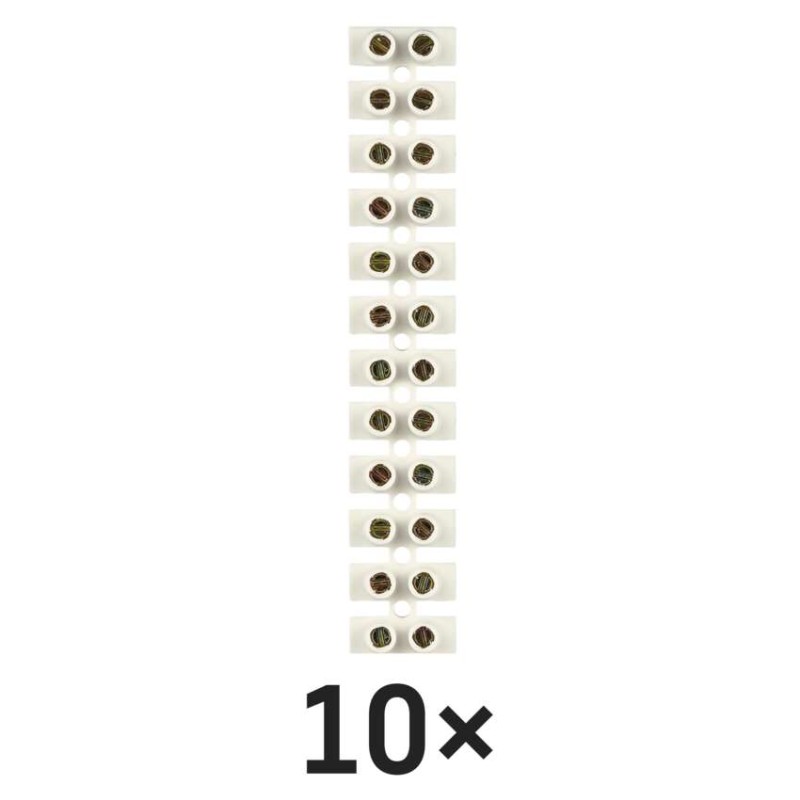 Šroubová svorkovnice 12× 6–10 mm2, 450 V, bílá, 10 ks