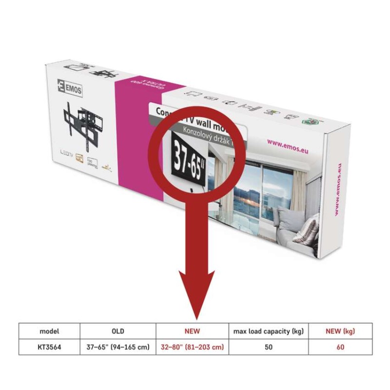 Konzolový držák LED TV 37 - 65" (94 - 165cm)