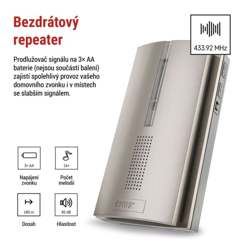 Domovní bezdrátový prodlužovač signálu pro P5760N a P5763N na 3× AA