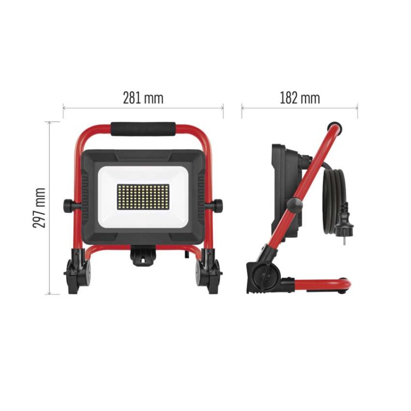 LED reflektor ELION 50W, červeno-černý, IP65, 8000 lm, neutrální bílá