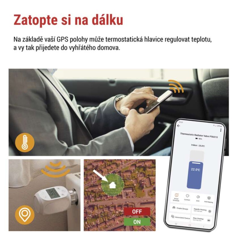 GoSmart Digitální termostatická hlavice P5631S ZigBee 3.0