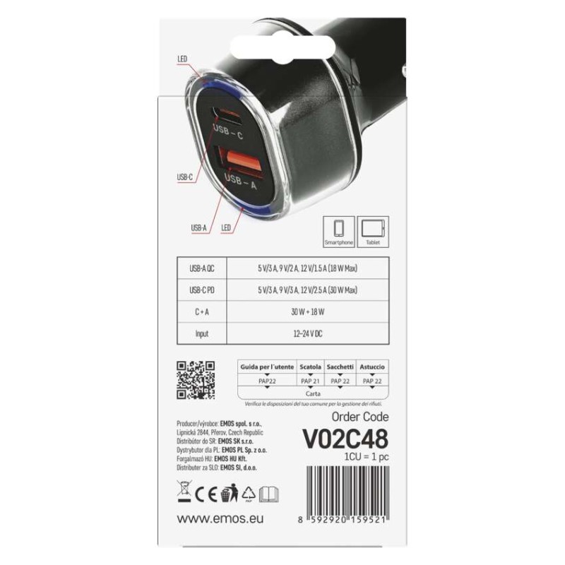 USB adaptér do auta PD/QC 48 W