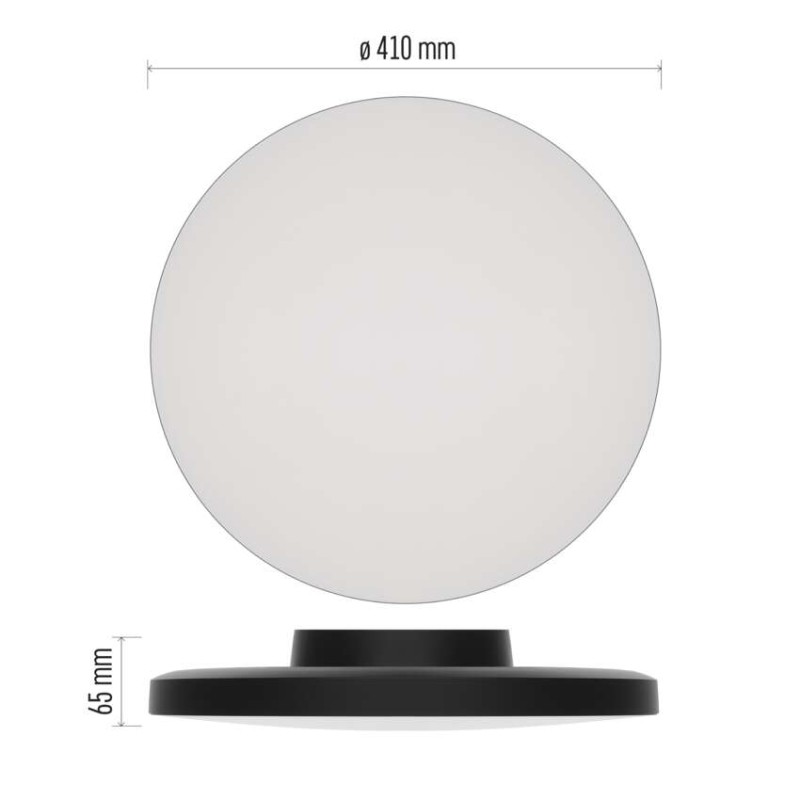 LED přisazené svítidlo DIONI kruhové, černé, 32W, se změnou CCT