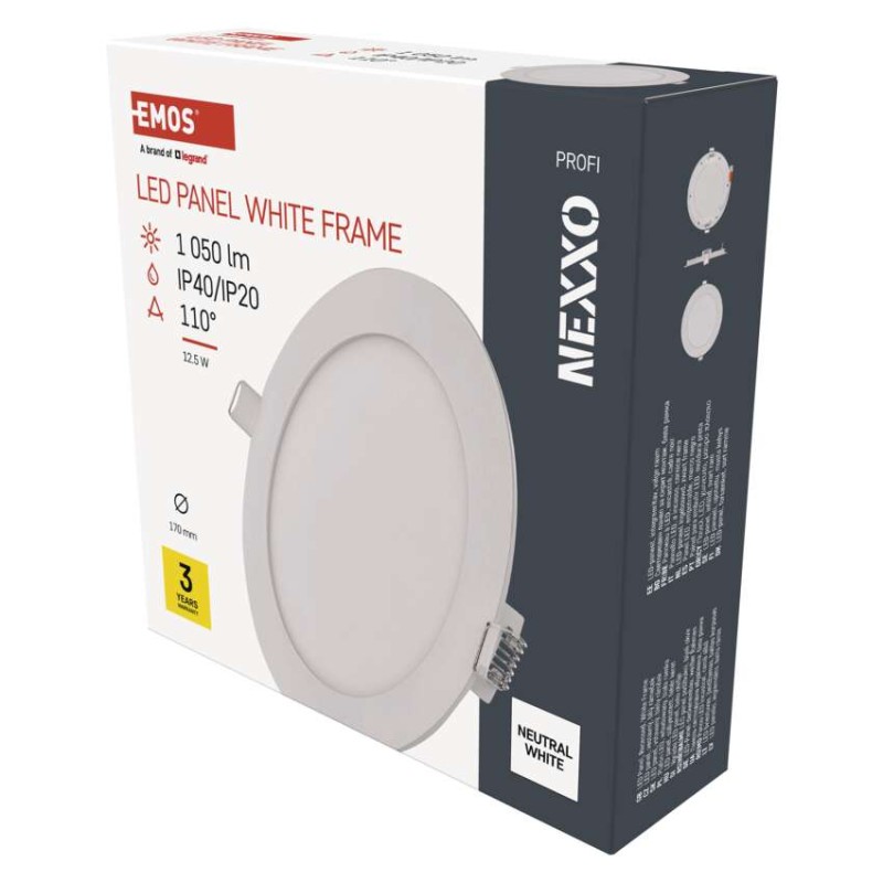 LED vestavné svítidlo NEXXO, kruhové, bílé, 12,5W, neutrální bílá