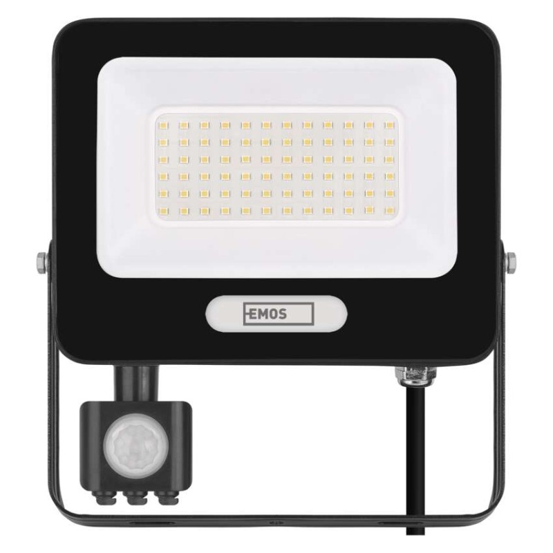 LED reflektor GLARO s pohybovým čidlem, 50 W, černý, IP54, 5000 lm, neutrální bílá