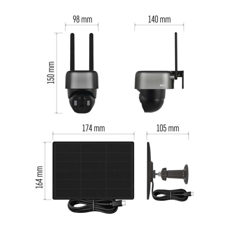 GoSmart Venkovní bateriová kamera IP-6100G HAWK s 4G LTE a solárním panelem