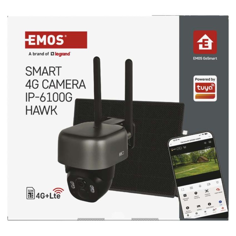 GoSmart Venkovní bateriová kamera IP-6100G HAWK s 4G LTE a solárním panelem