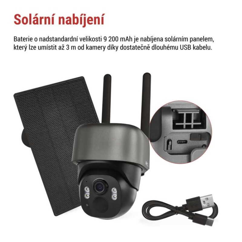 GoSmart Venkovní bateriová kamera IP-1200G WASP s WiFi a solárním panelem