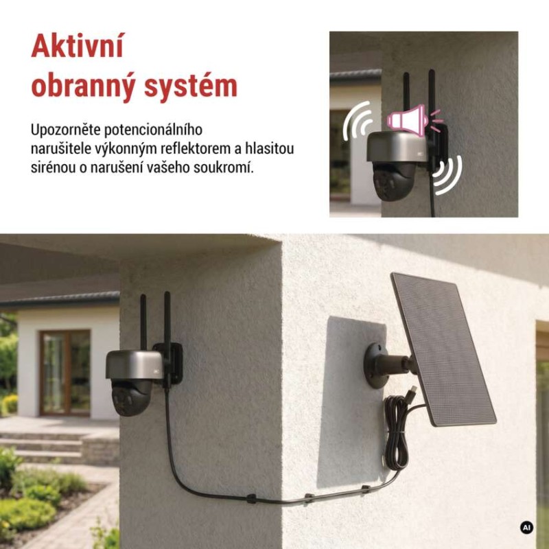 GoSmart Venkovní bateriová kamera IP-1200G WASP s WiFi a solárním panelem