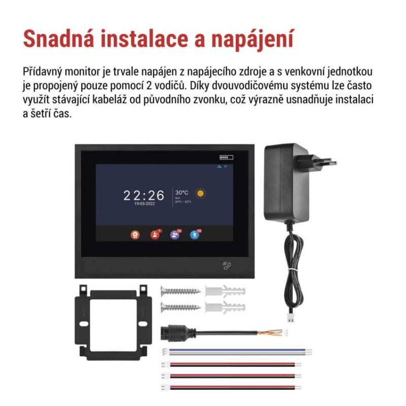 GoSmart Přídavný monitor IP880B 2WIRE domácího videotelefonu IP880A 2WIRE