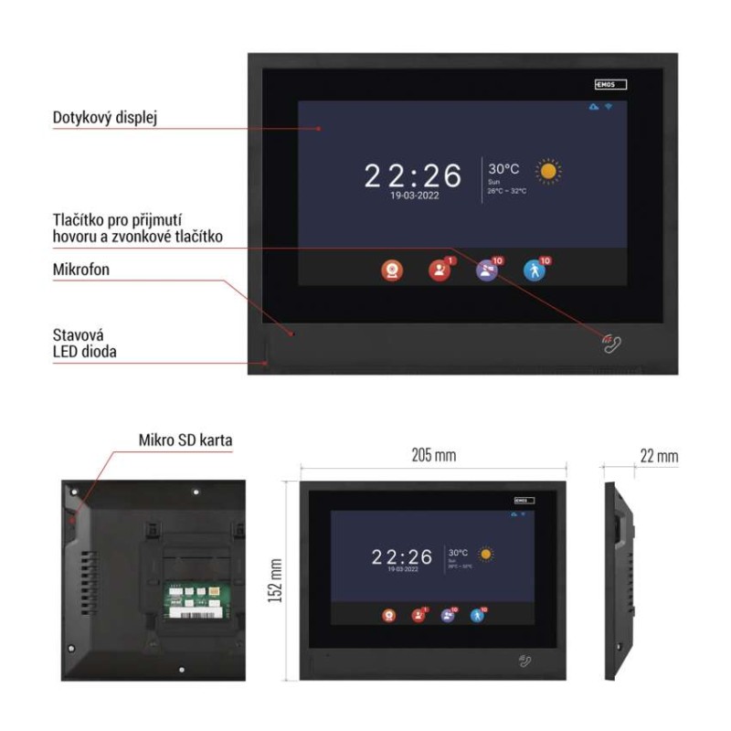 GoSmart Přídavný monitor IP880B 2WIRE domácího videotelefonu IP880A 2WIRE