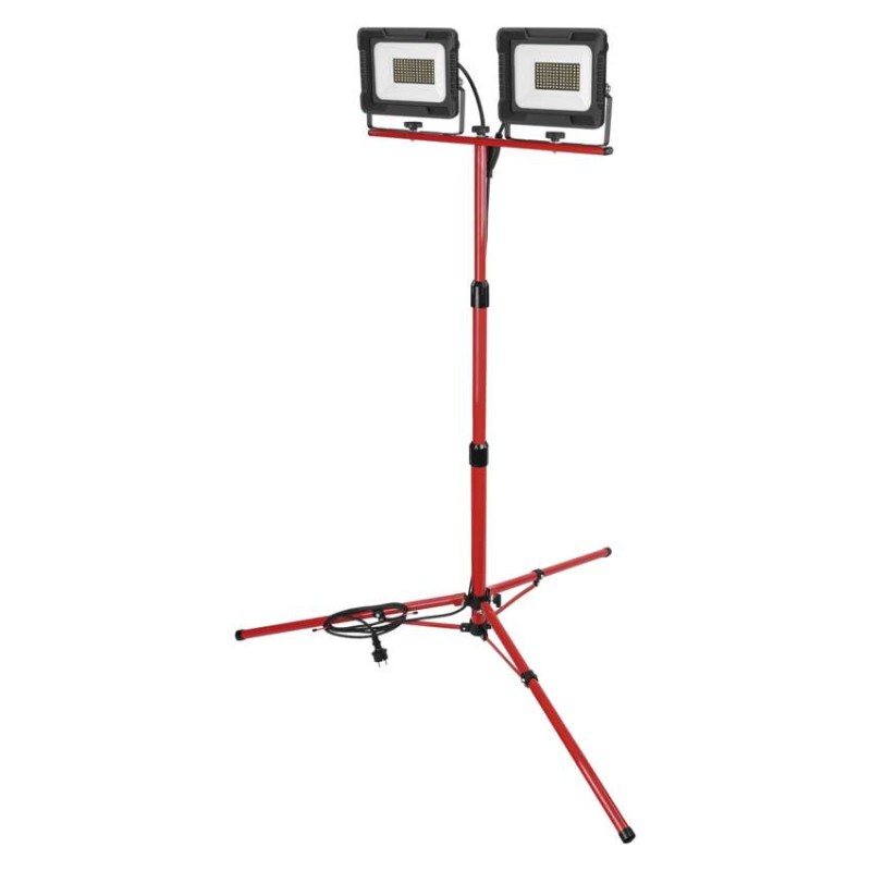 LED reflektor ELION, 2×50W + trojnožka, červený, neutrální bílá