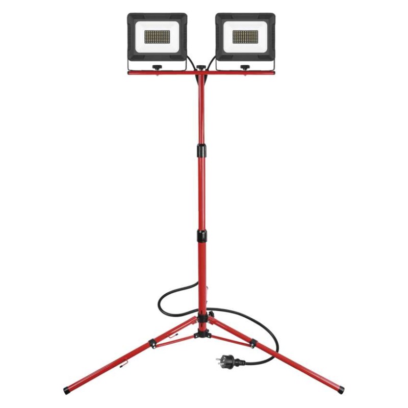 LED reflektor ELION, 2×50W + trojnožka, červený, neutrální bílá