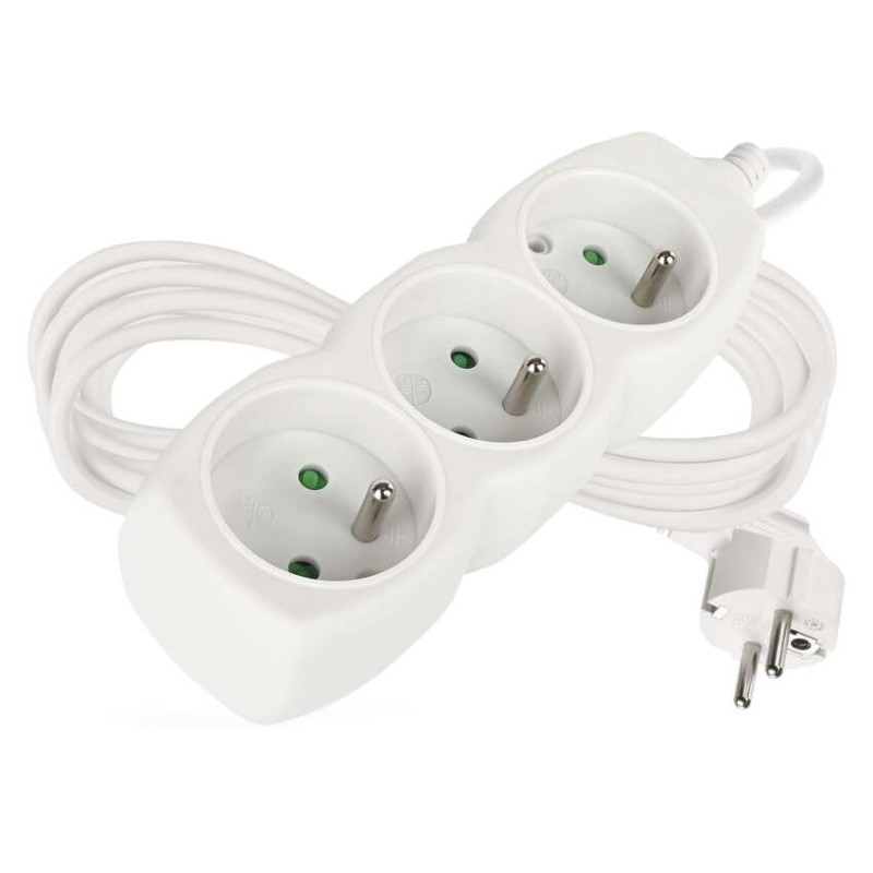 Prodlužovací kabel 5 m / 3 zásuvky / bílý / PVC / 1,5 mm2