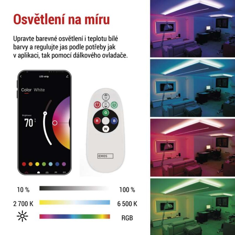 GoSmart LED pásek WiFi 2m, 11W, 450lm, RGB/CCT