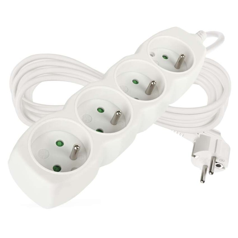 Prodlužovací kabel 5 m / 4 zásuvky / bílý / PVC / 1 mm2