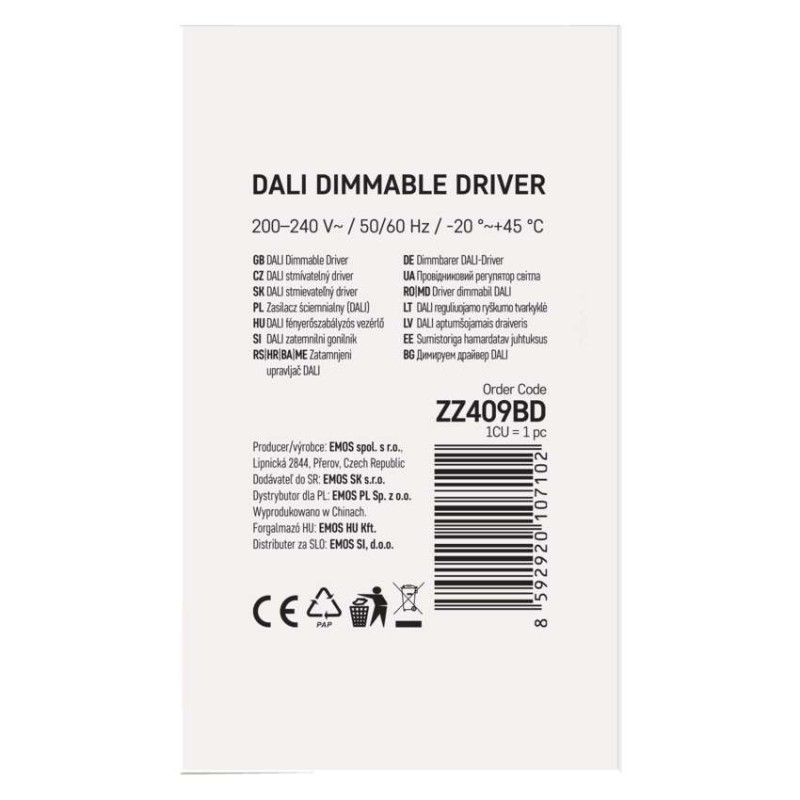 DALI Driver pro LED svítidla CC 1050mA 40W