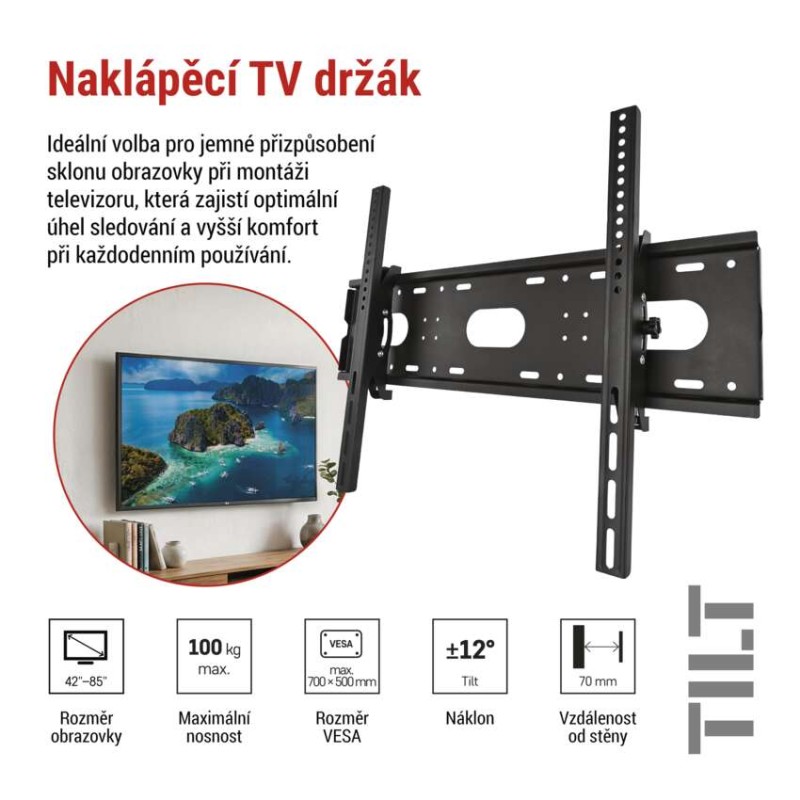 Naklápěcí nástěnný TV držák 42-85" (107–216 cm)