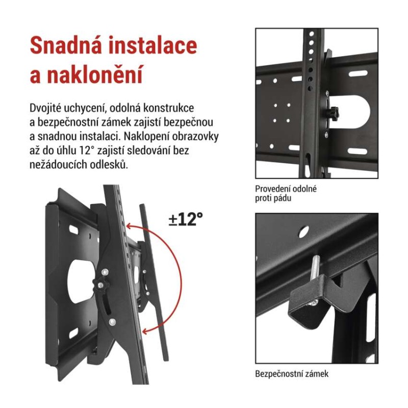 Naklápěcí nástěnný TV držák 42-85" (107–216 cm)