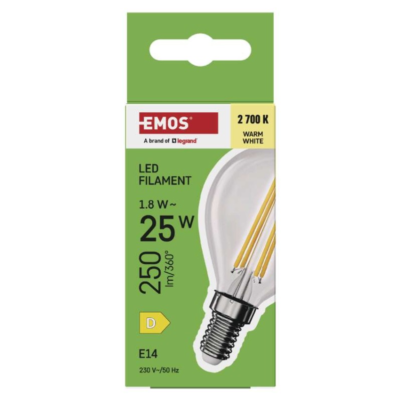 LED žárovka Filament Mini Globe / E14 / 1,8 W (25 W) / 250 lm / teplá bílá