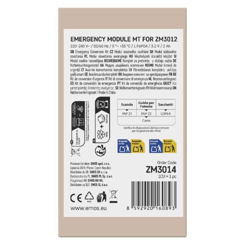 Modul nouzového osvětlení pro ZM3012 FLERI, 1 W/3 h