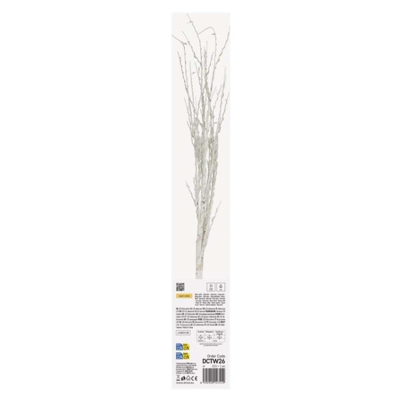 LED dekorace – 2x březová větvička, 60 cm, 3x AA, venkovní i vnitřní, teplá bílá, časovač